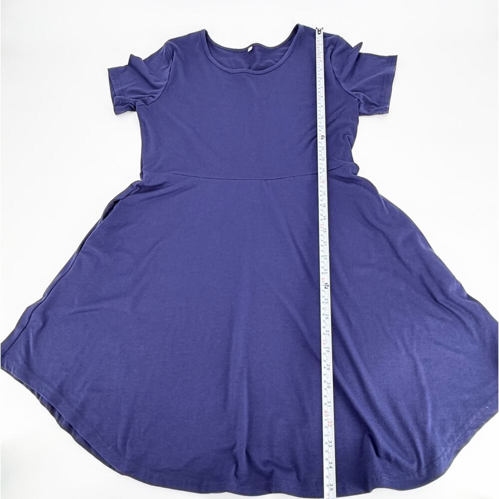 Women’s Navy Blue Short Sleeve Scoop Neck Basic Swing Dress Size L Skater Casual - Picture 5 of 5